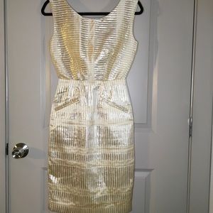 Anthropologist Metallic Cocktail Dress New Year's Eve Gold
